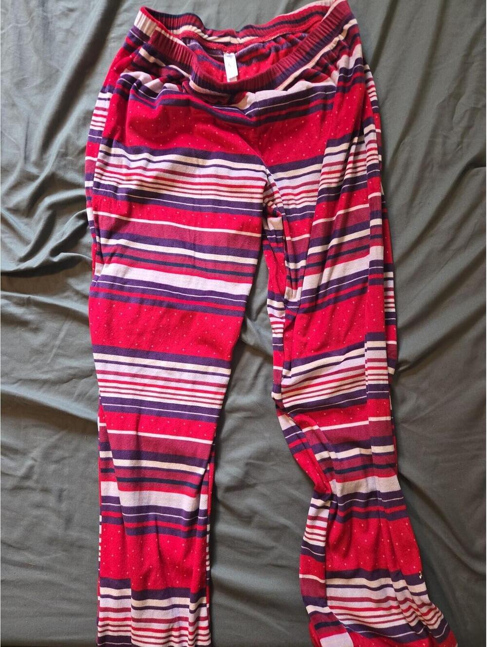 Gilligan & O'Malley Striped Fleece Pajama Pants Red Multi Color